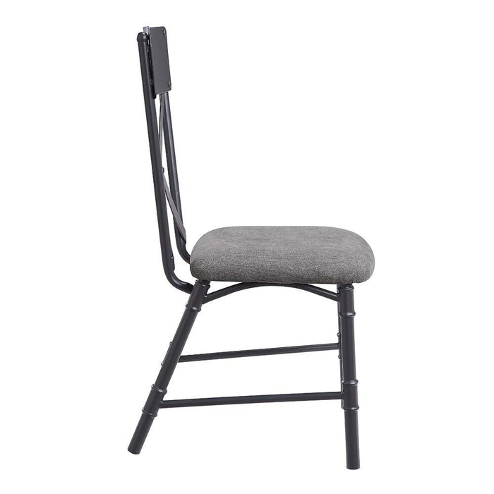 Edina - Side Chair (Set of 2) - Gray Fabric, Oak & Sandy Black Finish