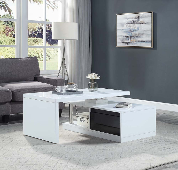 Buck II - Coffee Table - White & Black High Gloss Finish