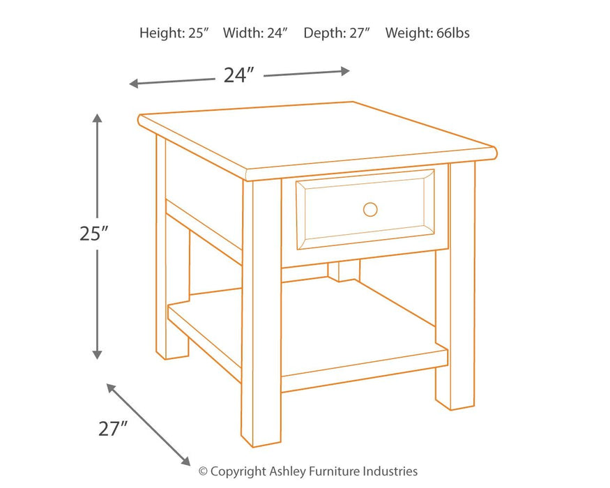 Tyler - Grayish Brown / Black - Rectangular End Table