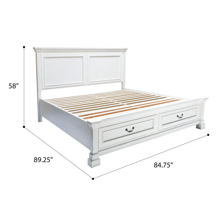 Stoney Creek - King Storage Bed - Weathered White