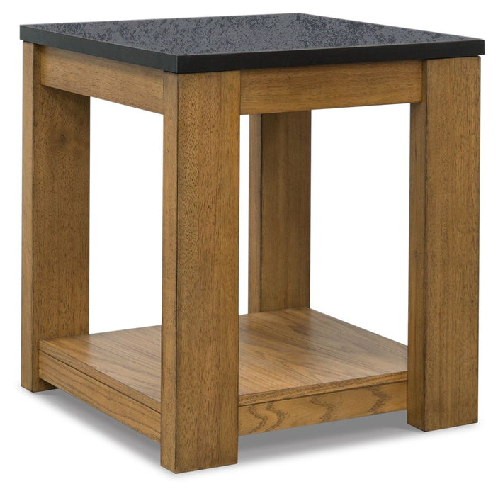 Quentina - Light Brown / Black - Rectangular End Table