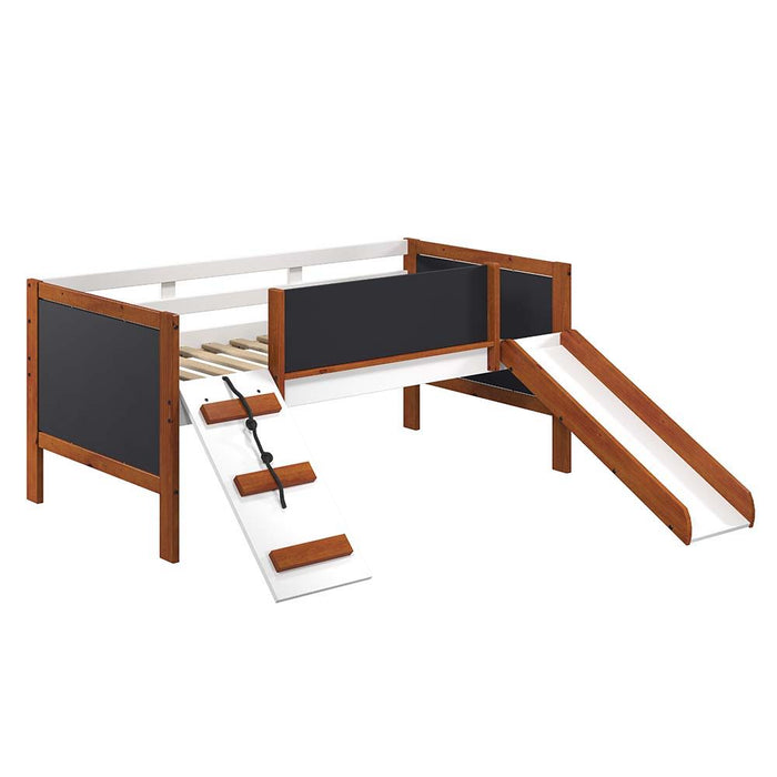 Aurea - Twin Loft Bed - Cherry Oak & White Finish