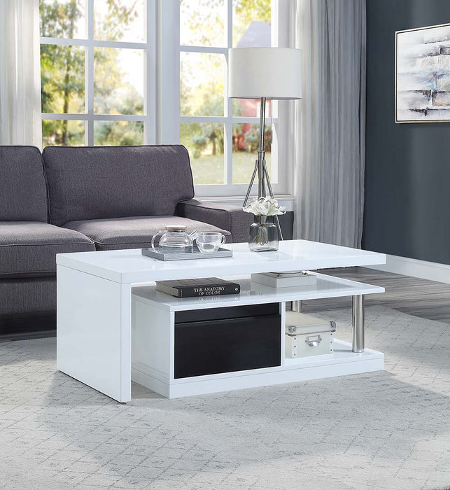 Buck II - Coffee Table - White & Black High Gloss Finish