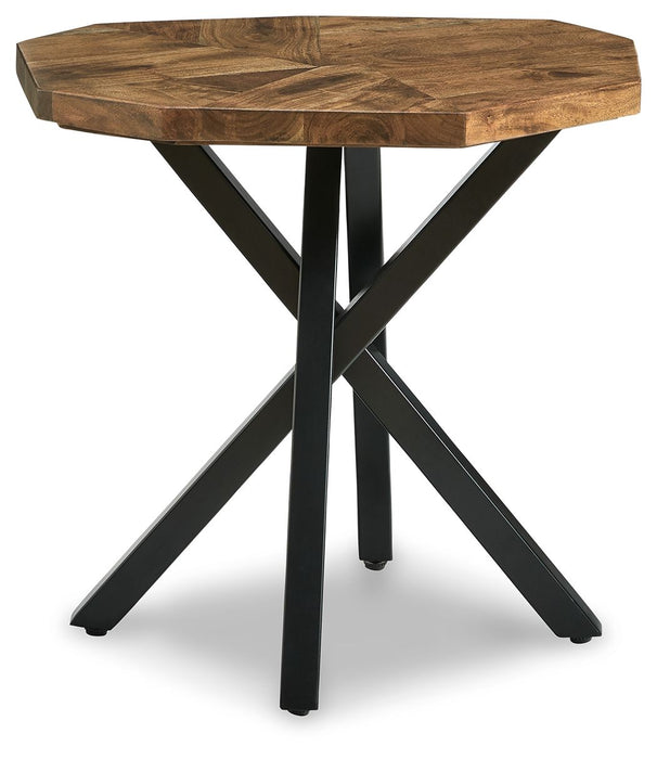 Haileeton - Brown / Black - Round End Table